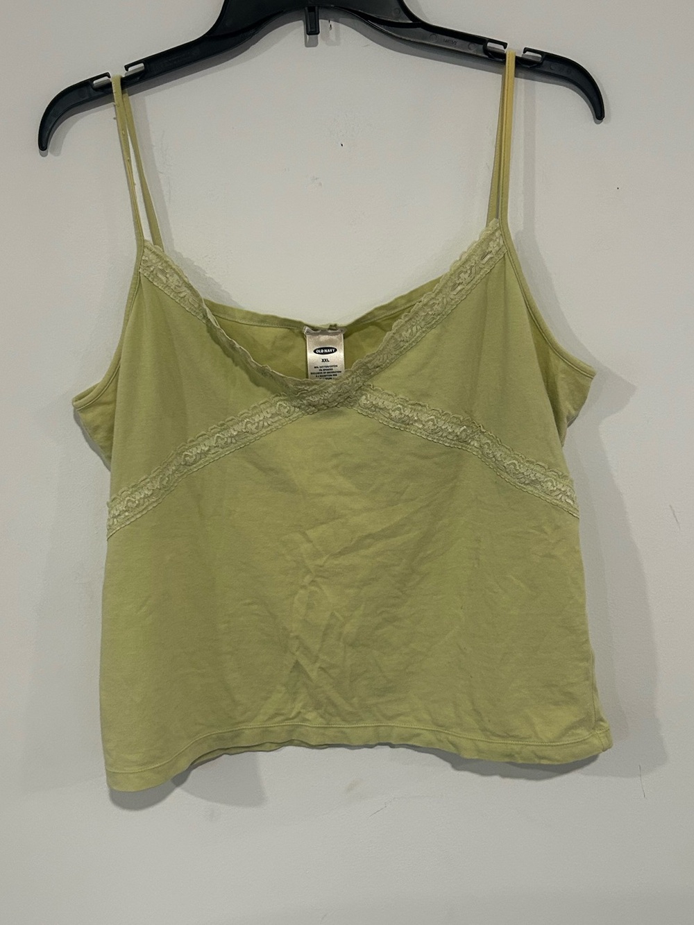 Old Navy 100% cotton Lace-Trim Spaghetti Strap Cami Top in Light Green